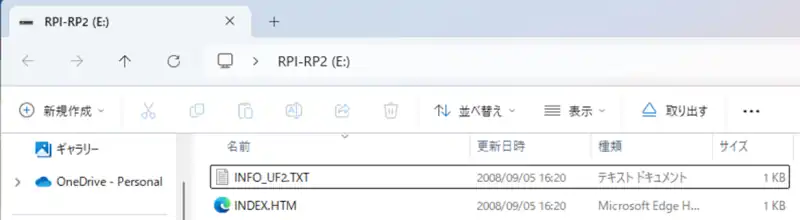 RPI-RP2ドライブのファイル