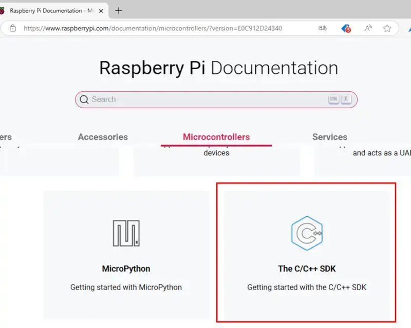 Paspberry Pi Documentationから The C/C++SDKを選択
