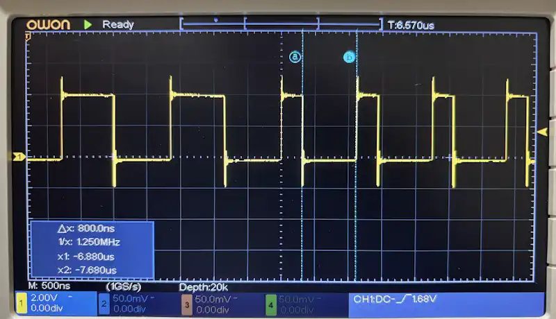 T0Lの波形(範囲:580ns~1us)