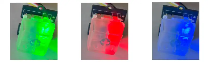 Grove Mech KeycapのRGB LEDの動作(緑→赤→青)