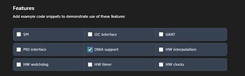 プロジェクト生成時にDMAにチェックを入れる