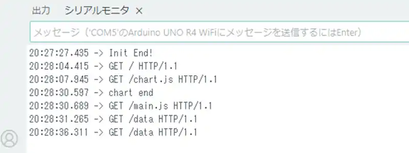 シリアルモニターで読み込み時間を確認